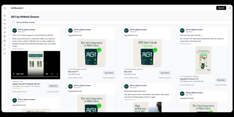 Competitor ad research and analysis dashboard